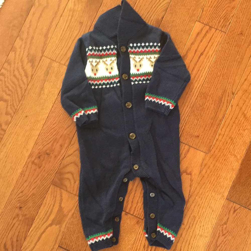 Baby Gap navy sweater romper size 6-12m
